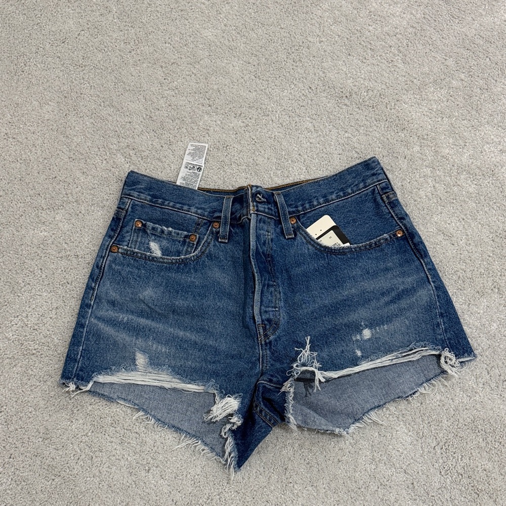Levi's Blue Distressed Jean Shorts